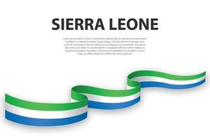 agitant un ruban ou une bannière avec le drapeau de la sierra leone vecteur