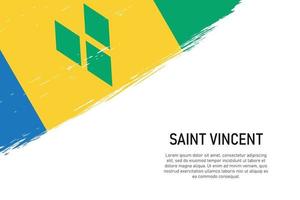 fond de coup de pinceau de style grunge avec le drapeau de saint vincent vecteur