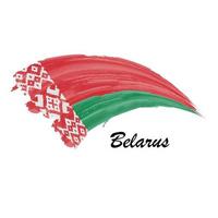 drapeau de la biélorussie à l'aquarelle. illustration de coup de pinceau vecteur