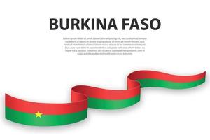 agitant un ruban ou une bannière avec le drapeau du burkina faso vecteur