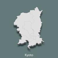 carte isométrique 3d de kyoto est une ville du japon vecteur