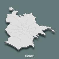 La carte isométrique 3d de rome est une ville d'italie vecteur