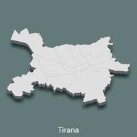 La carte isométrique 3d de tirana est une ville d'albanie vecteur