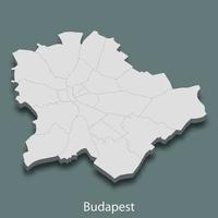 La carte isométrique 3d de budapest est une ville de hongrie vecteur