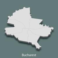 La carte isométrique 3d de bucarest est une ville de roumanie vecteur