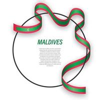 agitant le drapeau du ruban des maldives sur le cadre du cercle. modèle pour ind vecteur