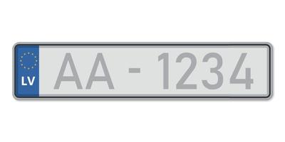 plaque d'immatriculation de la voiture. permis d'immatriculation des véhicules de la lettonie vecteur