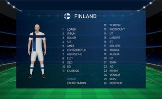 graphique de diffusion du tableau de bord de football avec l'équipe de football de l'équipe de finlande vecteur