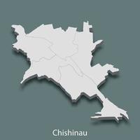 La carte isométrique 3d de chisinau est une ville de moldavie vecteur