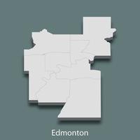 La carte isométrique 3d d'edmonton est une ville du canada vecteur