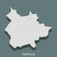 La carte isométrique 3D de Salzbourg est une ville d'Autriche vecteur