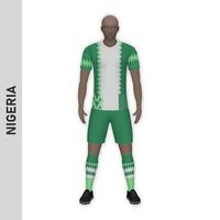 Maquette de joueur de football réaliste 3d. maillot de l'équipe de football du nigeria vecteur
