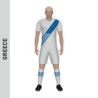 Maquette de joueur de football réaliste 3d. équipe de football de grèce kit temp vecteur