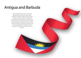 agitant un ruban ou une bannière avec le drapeau d'antigua-et-barbuda. modèle vecteur