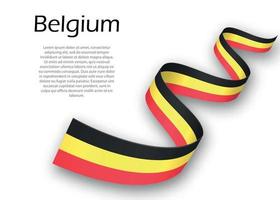 agitant un ruban ou une bannière avec le drapeau de la belgique vecteur