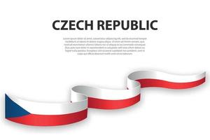 agitant un ruban ou une bannière avec le drapeau de la république tchèque. vecteur