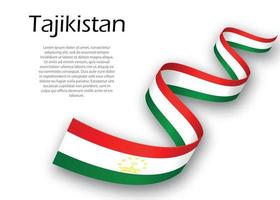 agitant un ruban ou une bannière avec le drapeau du tadjikistan. modèle pour dans vecteur