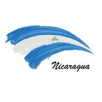 drapeau de peinture à l'aquarelle du nicaragua. illustration de coup de pinceau vecteur