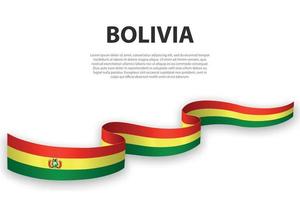 agitant un ruban ou une bannière avec le drapeau de la bolivie vecteur
