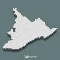 La carte isométrique 3d du salvador est une ville du brésil vecteur