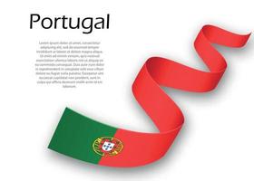 agitant un ruban ou une bannière avec le drapeau du portugal vecteur
