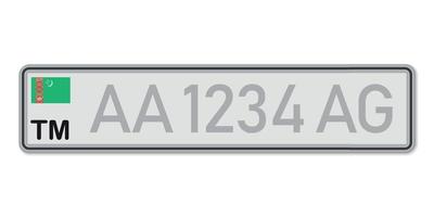 plaque d'immatriculation de la voiture. permis d'immatriculation des véhicules du turkménistan. vecteur