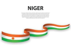 agitant un ruban ou une bannière avec le drapeau du niger vecteur