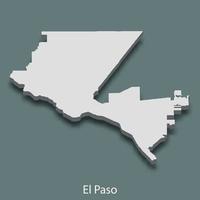 La carte isométrique 3d d'el paso est une ville des états-unis vecteur