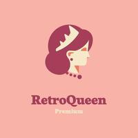 logo de portrait de reine rétro vecteur