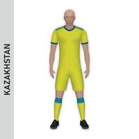 Maquette de joueur de football réaliste 3d. tenue de l'équipe de football du kazakhstan vecteur