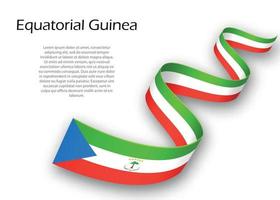 agitant un ruban ou une bannière avec le drapeau de la guinée équatoriale. modèle vecteur