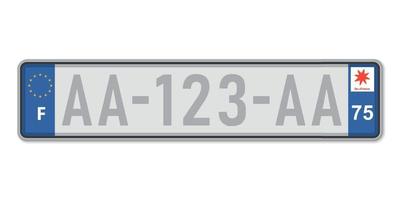 plaque d'immatriculation de la voiture. permis d'immatriculation des véhicules de france vecteur