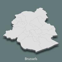 La carte isométrique 3d de bruxelles est une ville de belgique vecteur