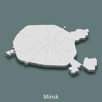 La carte isométrique 3d de minsk est une ville de biélorussie vecteur