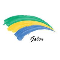 drapeau de peinture à l'aquarelle du gabon. illustration de coup de pinceau vecteur