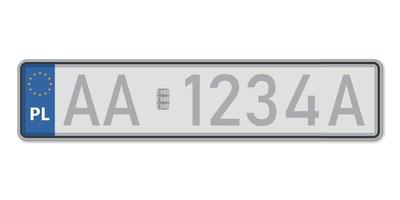 plaque d'immatriculation de la voiture. permis d'immatriculation des véhicules de la pologne vecteur