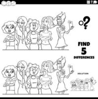 jeu de différences avec des femmes comiques Coloriage vecteur