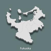 carte isométrique 3d de fukuoka est une ville du japon vecteur