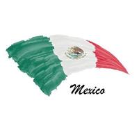 drapeau de peinture à l'aquarelle du mexique. illustration de coup de pinceau vecteur