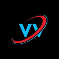 création de logo de lettre vv vv. lettre initiale vv cercle lié logo monogramme majuscule rouge et bleu. logo vv, conception vv. vv vecteur