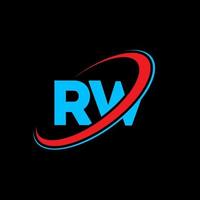 création de logo de lettre rw rw. lettre initiale rw cercle lié logo monogramme majuscule rouge et bleu. logo rw, conception rw. rw, rw vecteur