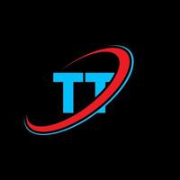 création de logo de lettre tt tt. lettre initiale tt cercle lié logo monogramme majuscule rouge et bleu. logo tt, conception tt. tt, tt vecteur