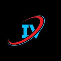 création de logo de lettre iv iv. lettre initiale iv cercle lié logo monogramme majuscule rouge et bleu. logo iv, conception iv. iv, iv vecteur