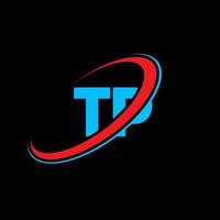 logo tp. conception tp. lettre tp bleue et rouge. création de logo de lettre tp. lettre initiale tp cercle lié logo monogramme majuscule. vecteur