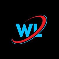 création de logo de lettre wl wl. lettre initiale wl cercle lié logo monogramme majuscule rouge et bleu. logo wl, conception wl. wl, wl vecteur