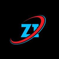création de logo de lettre zi zi. lettre initiale zi cercle lié logo monogramme majuscule rouge et bleu. logo zi, conception zi. zi, zi vecteur