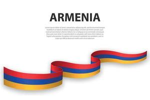 agitant un ruban ou une bannière avec le drapeau de l'arménie. vecteur