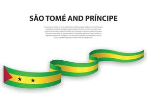 agitant un ruban ou une bannière avec le drapeau de sao tomé et principe vecteur