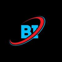 création de logo de lettre bi bi. lettre initiale bi cercle lié logo monogramme majuscule rouge et bleu. logo bi, design bi. bi, bi vecteur