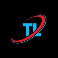 création de logo de lettre tl tl. lettre initiale tl cercle lié logo monogramme majuscule rouge et bleu. logo tl, conception wl. télé, télé vecteur